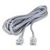 25ft. Telephone RJ11 (RJ12) 6P6C Modular Flat Cable, Straight Connector, Silver